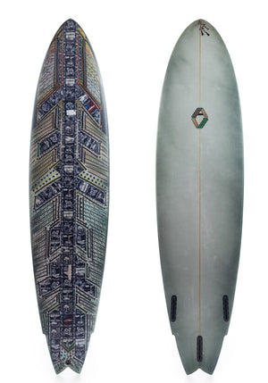 Used 7'3 Vicente Mid Length Surfboard