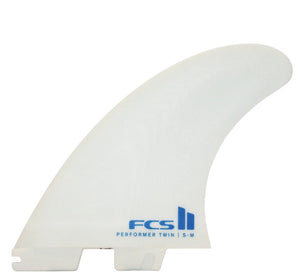 FCS II Performer Twin + 1 White Large Sufboard Fin Set