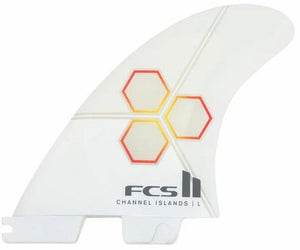 FCS II CI PC Tri Fin Large Set-White/Flame - Rider Shack