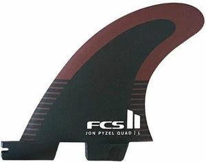 FCS II Jon Pyzel Large Quad Rear Surfboard Fins - Rider Shack