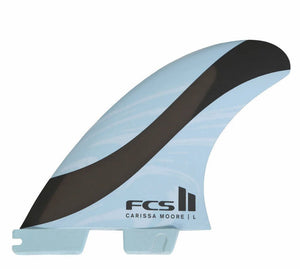 FCS II PC+Aircore Carissa Moore Signature Thruster Large Blue Surfboard Fins - Rider Shack