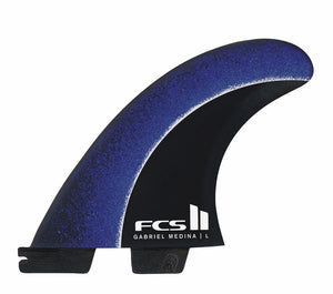 FCS II PC+Aircore Gabriel Medina Thruster Large Blue Surfboard Fins - Rider Shack