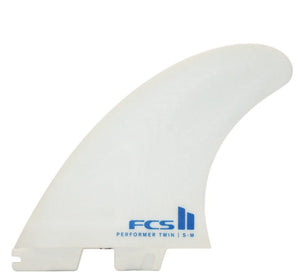 FCS II Performer Twin + 1 White Large Sufboard Fin Set - Rider Shack