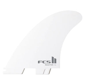 FCS II Reactor PC Medium Thruster Surfboard Fin Set in White - Rider Shack