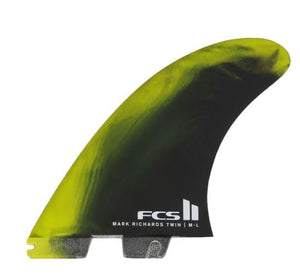 FCS MR Twin + Stabilizer Cyber Lime/Black Surfboard Fins - Rider Shack