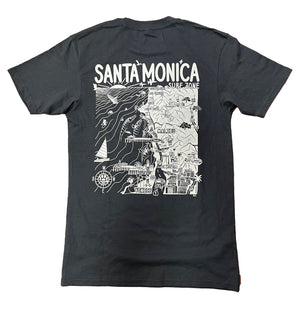 Rider Shack Distant Local Mens Santa Monica Map T-Shirt - Rider Shack