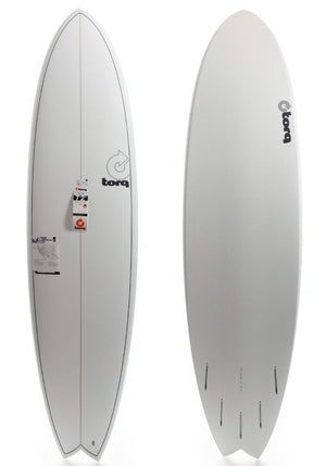 Torq 7'2 Fish White Pinline Surfboard - Rider Shack